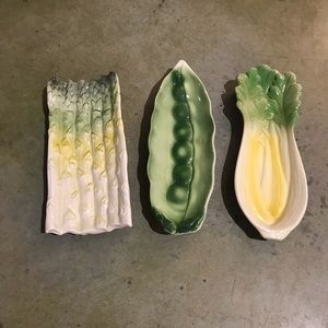 Vintage set of 3 three serving relish dishes 1950s